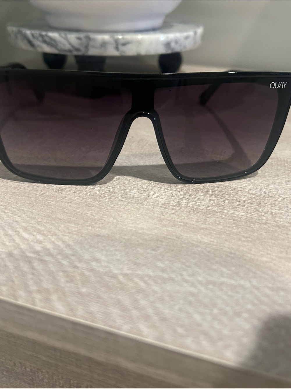 Quay Australia Black Shield Sunglasses with Gradient Smoke Lenses